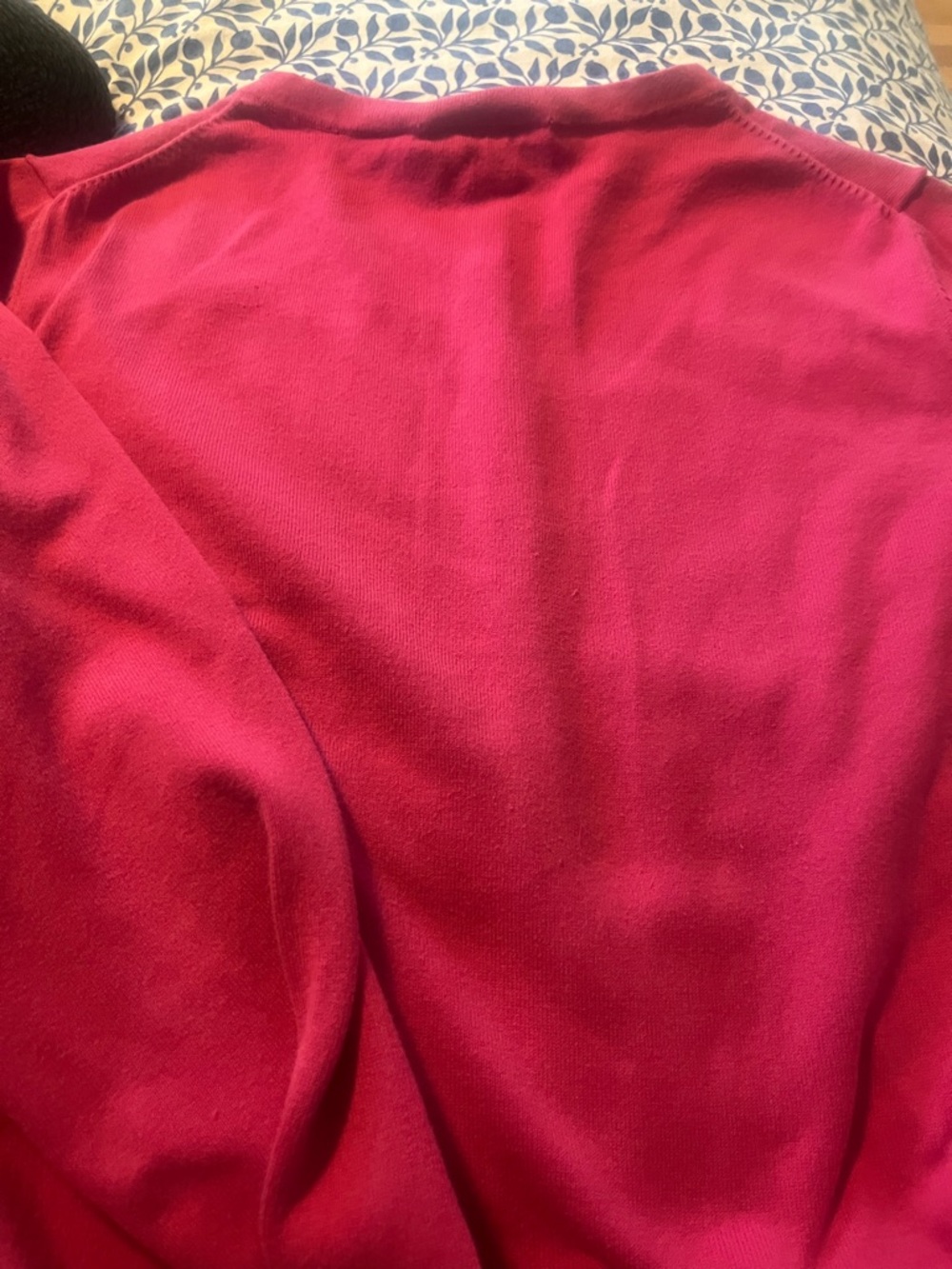 LOFT Fuchsia Crewneck Cardigan with Crystal Buttons - Picture 6 of 8